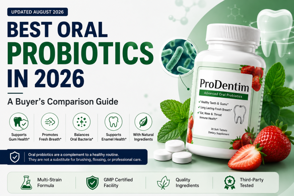 Best oral probiotics 2026 buyer's comparison guide featuring ProDentim